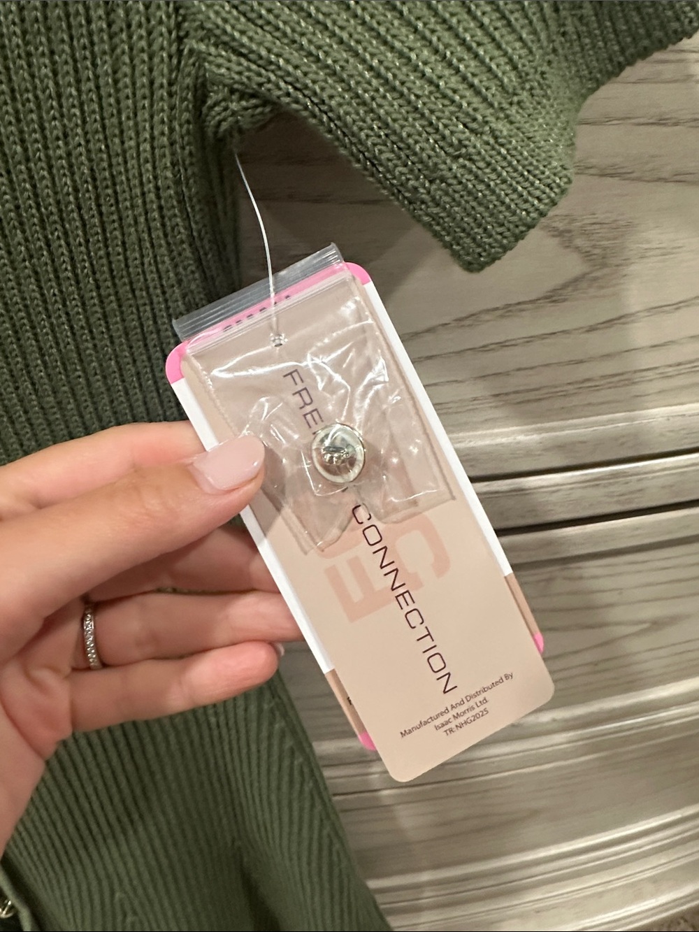 French Connection Olive Ribbed Button-Front Midi Dress - Picture 3 of 5